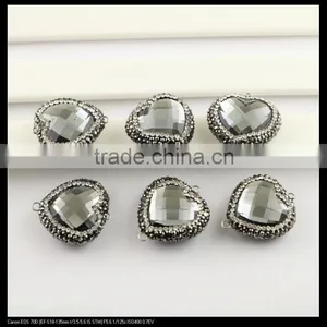 LFD-0081B Heart Shape Faceted Crystal Glass Connector Beads, With Crystal Paved Glass Beads Pendant Charms, For Jewelry Making thumbnail-4