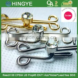Sedex Audited Factory 2 Pillar Rhinestone Metal Hook and Eyes Closures thumbnail-1