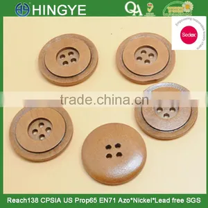 Sedex Audited Factory 2 Pillar Natural Wooden 4 Holes Button thumbnail-1
