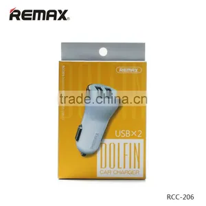 Original Remax Dolfin Series RCC-206 Car Charger LED Light 2.4A Dual USB Ports Universal Car Charger For IOS/Android TB-0244 thumbnail-1