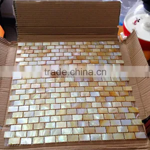 12"x12" Yellow Lip Mother of Pearl Shell Mosaic Brick thumbnail-2