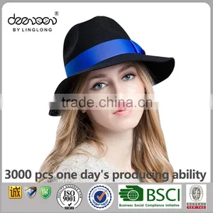 Custom Wide Brim Wool Felt Hat Wholesale Women Men Fedora Hat thumbnail-1