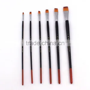 In Stock Flat Shape Nylon Hair 6pcs Set Artist Brush Oil Paint Brush MOQ1 thumbnail-2