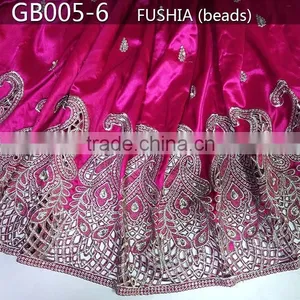2015 GB005-6-FUSHIA With Beads /new Design Women African George Lace Fabric thumbnail-1