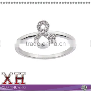 925 Silver Rhodium Plated Cubic Zirconia Pave Ampersand Infinity Ring thumbnail-1