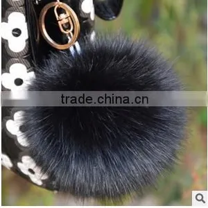 100% Cute Genuine Fox Fur Ball for Keychain Bag Car Accessories thumbnail-1