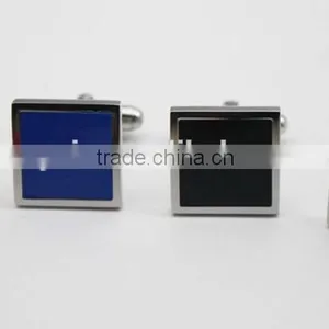 Wholesale Blue Square Shape Stainless Steel Cuff Link thumbnail-5