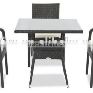 4pcs Rattan Wicker Restaurant Table and Chairs for Sale thumbnail-1