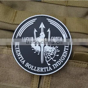 3.15 Inches Round PVC Ludus Costa Military Rubber STICK-ON Patches Scientia Sollertia Ingigentia Patch Badge thumbnail-1