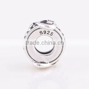 European Bracelet 925 Sterling Silver Heart Twist Spacer Beads thumbnail-3