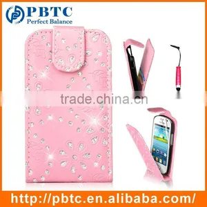 Set Screen Protector Stylus And Case , Bling Leather Wallet Case For Samsung Galaxy Fame S6810 thumbnail-3
