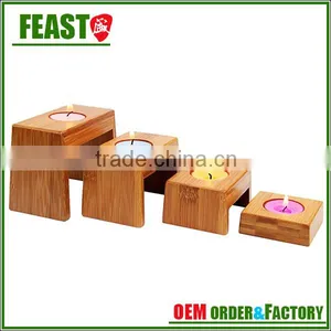 2015 NEW Design Wedding Candle Holder HOT Selling Glass Candle Holder With Wooden Stand thumbnail-3