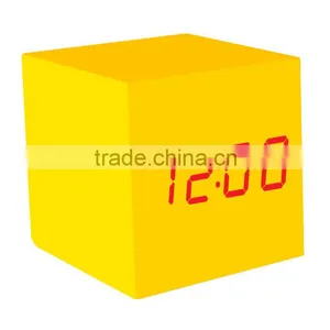 Best Selling Promotion Cube Colorful LED Wood Alarm Clock for Home Decoration Comply With CE ROHS - S714 thumbnail-4