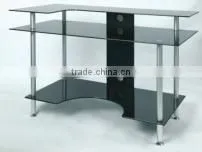 Metal Frame Computer Table Glass Computer Desk Monitor Stand thumbnail-2