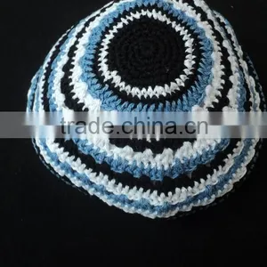Jewish Mens Hats Knit Kippah / Kippah, Skull Cap, Kipot, Kippot, / Cotton Handmade Embroidery Hat Kippah thumbnail-3