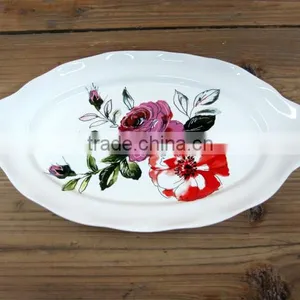 Oval Shaped Ceramic Dinner Serving Plate for Vegetable thumbnail-1