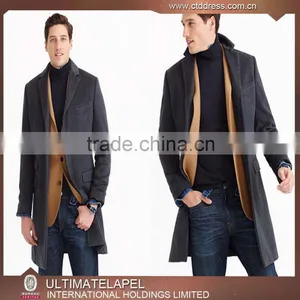 Fashionable Design Notch Lapel Custom Made Mens Long Coat thumbnail-1