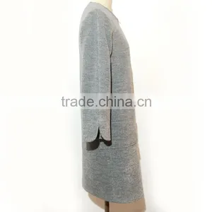 2016 AW Woolen Garment Customized Woman Ladies Fashion Collarless Slim Fit thumbnail-3