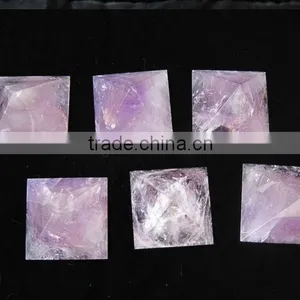 Natural Rock Pink Quartz Cut Crystal Pyramid thumbnail-3