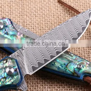 OEM Damascus Pocket Knife Application and Abalone Handle Knife thumbnail-4