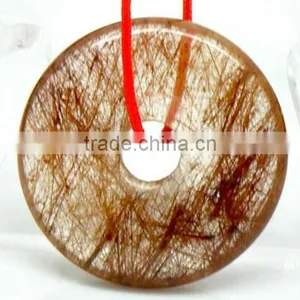 23*5mm Natural Rutilated Quartz Donut Shaped Pendant thumbnail-1