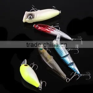 5pcs Fishing Hard Baits Lures Minnow Popper Crank Popper Carbon Steel Hook With Box thumbnail-5
