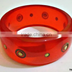 Indian Resin Fashion Bangle Bracelet With Pattern thumbnail-1