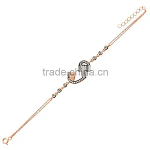 Rose Gold P. 925K Sterling Silver Waw Bracelet BSBL065 thumbnail-1