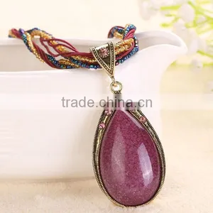 National Wind Women Water Drop Pendant Necklace thumbnail-4