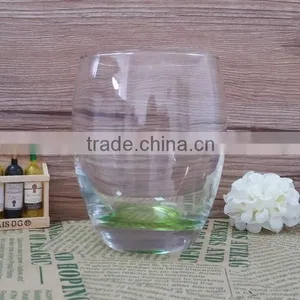 Clear Egg Shape Glass Tumbler With 400ML Capacity and Color Bottom thumbnail-1