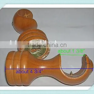 2 PAIR Large Wood Curtain Drapery Rod Finials, Balls Crown Pair of Brackets,Curtain Rail Bracket thumbnail-1
