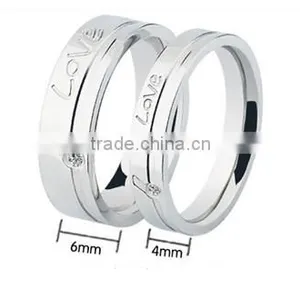 2016high Polished Crystal Engrave 316l Stainless Steel Wedding Band Ring for Lovers thumbnail-6