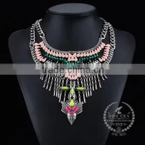 High Quality Vintage Colorful Rhinestone Chunky Statement Necklace Tin Alloy Fashion Women Pendant Necklace 6390064 thumbnail-3