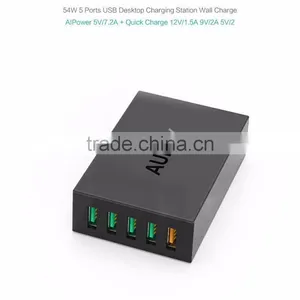 Aukey Quick Charge 2.0 54W 5 Ports USB Desktop Charging Station Wall Charger,EU Plug thumbnail-5