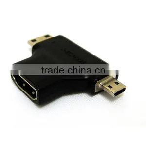 3 in 1 Micro HDMI Male & Mini HDMI Male to HDMI 1.4 Female 90 Degree COMBO Adapter HDMI Male Connector thumbnail-4