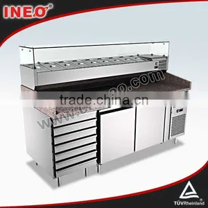 Marble Top And Professional Stainless Steel Pizza Prep Table/pizza Display Refrigerator/refrigerated Pizza Counter thumbnail-1