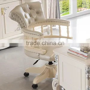 Concise Design New Classical Office Furniture Solid Wood White Color Swivel Adjustable Office Chair thumbnail-1
