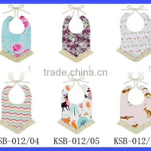 100% Cotton Baby Dribble Bibs Strape Adjustable Tassel Fringe Cotton Bibs thumbnail-5