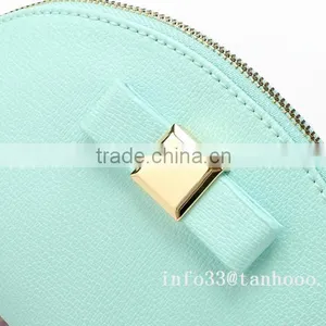 Cosmetic Bag Brass Zipper Top Good PU Leather Hard Cosmetic Bag With Lining thumbnail-3