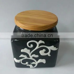 Ceramic Black Relief Sculpture Storage Jar With Silicone Seal thumbnail-2
