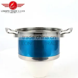 OEM Colorized Stainless Steel Pot/ Soup Pot Kitchen Cookware With Glass Lid thumbnail-5