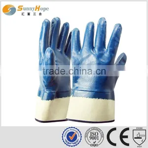 Sunnyhope Blue Nitrile Safety Cuff Gloves for Oil Industrial Use Working thumbnail-1