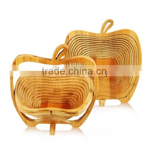 Aonong Apple Shaped Bamboo Folding Basket- Collapsible Fruit Stores Flat thumbnail-1