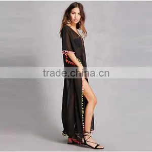 2017 Latest V Neckling Lace Up Short Dolman Sleeves Summer Dress Kaftan HSm9123 thumbnail-4