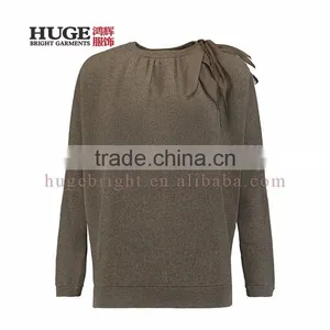 Cutout Shoulders Chiffon Ties Womans Cashmere Sweater thumbnail-1