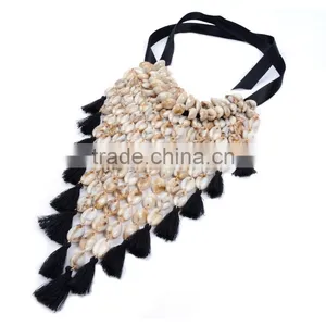2016 Europe and the United States the New Multilayer Shell Long Tassels Woven Necklace to Sweater Chain Jewelry thumbnail-4
