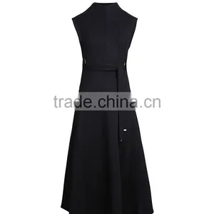 Guangzhou Wholesale Good Design Best Sale Latest Fashion Black Sleeveless Elegant Women Smart Casual Dress 2017 thumbnail-3