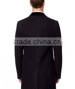 2014 Cheap Price High Fashion Classical Design Black Lapel Slim Fit Mens Cashmere Men Coat thumbnail-3