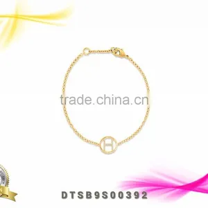 Latest Fashion Alphabet CZ Studded Gold Plated Ladies Bracelets thumbnail-1
