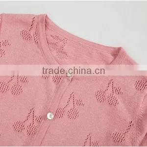 Pink Berry Crocheted Pattern Infant Toddler Baby Girls Cardigan Sweater thumbnail-4
